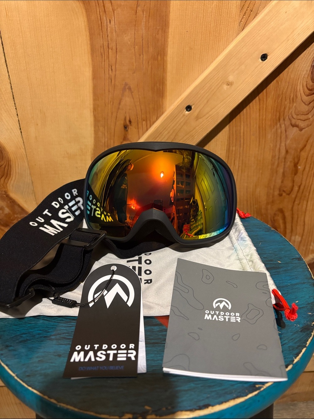 OutdoorMaster Snow Goggles in Black with Mirrored Orange Lens